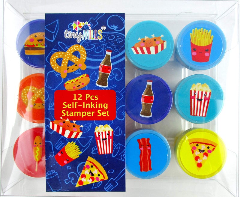 TINYMILLS 12 Pcs Cute Cartoon Food Stamp Kit for Kids Multicolored - Image 2